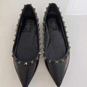 Valentino Rockstud Ballet Flats - Black
